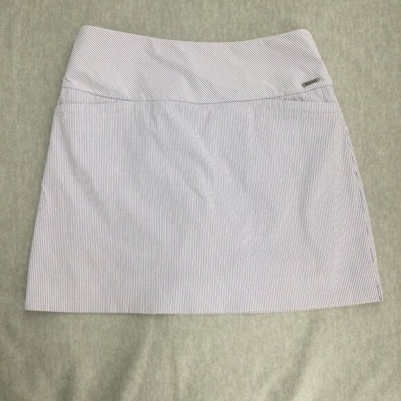 SC & Co Skirt Skort Large  Blue Stripe Golf Tennis Stretch Pockets Pickle - Picture 1 of 11